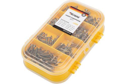 Саморезы универсальные желтые для ДСП Kranz 255шт фото Саморезы универсальные желтые для ДСП Kranz 255шт картинка